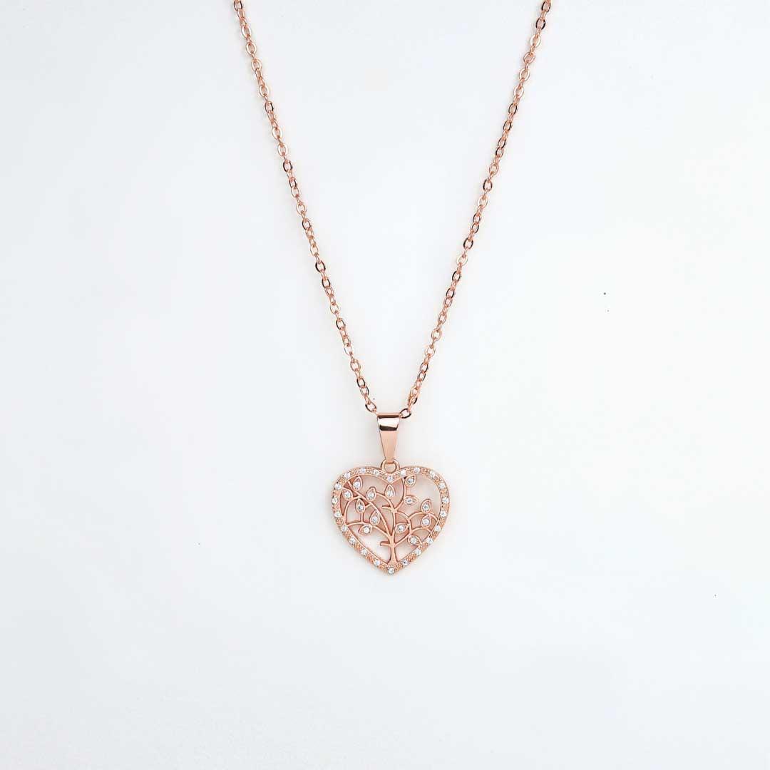 Adorned Heart-shaped Design Necklace with Diamond Leaves - Saundarya Store